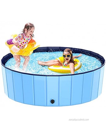 Foldable Kiddie Pool Hard Plastic Swimming Pool for Kids Large48''×15.8''  Summer Portable Kids Play Pool Dog Water Pond Pet Bathing Tub Wash Tub Toddlers Ball Pit for Kids Pets Dogs Cats