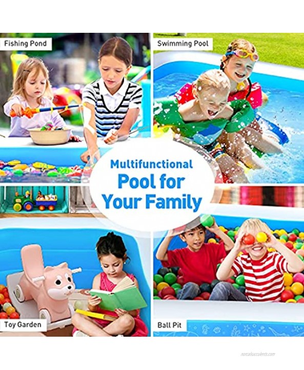 Googo Inflatable Pool 118x72x20 Family Full-Size Swimming Pool for Kids Toddlers Adults Inflatable Blow Up Kiddie Pool for Ages 3+ Outdoor Garden Backyard Summer Water Party