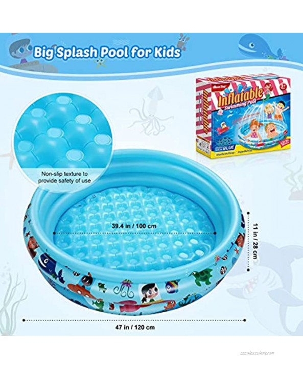 iBaseToy Kiddie Pool Sprinkler Pool with Inflatable Soft Floor for Kids Toddlers Baby Wading Swimming Pool Paddling Pool for Outside Garden Backyard Play Splash Pad Water Toys for Boys & Girls