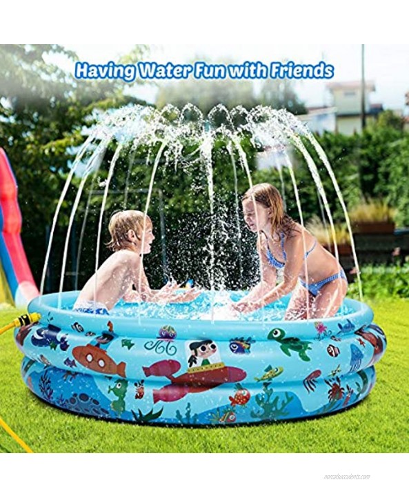 iBaseToy Kiddie Pool Sprinkler Pool with Inflatable Soft Floor for Kids Toddlers Baby Wading Swimming Pool Paddling Pool for Outside Garden Backyard Play Splash Pad Water Toys for Boys & Girls