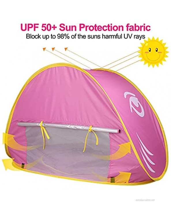 iGeeKid Baby Beach Tent Pop Up Shark Baby Pool Tent with Portable Sun Shelter Tent UPF 50+ UV Protection & Waterproof Sun Tent Beach Shade Baby Beach Accessories for Toddler Infant Aged 3-48 Months