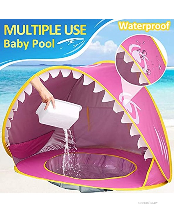 iGeeKid Baby Beach Tent Pop Up Shark Baby Pool Tent with Portable Sun Shelter Tent UPF 50+ UV Protection & Waterproof Sun Tent Beach Shade Baby Beach Accessories for Toddler Infant Aged 3-48 Months
