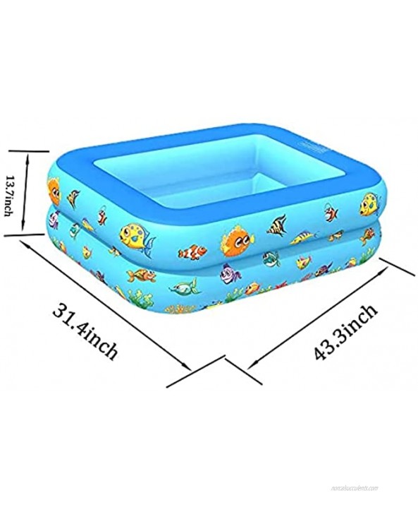 Inflatable Baby Swimming Pool Family Swimming Center Rectangular Durable Friendly PVC Portable Outdoor Indoor Children Basin Bathtub Kids Pool Water Play Ball Pool Pit Rectangular Type