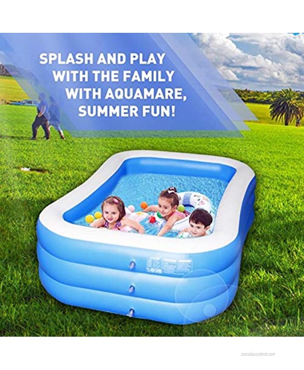 Inflatable Family Swimming Pool for Kids Toddlers Infant Adult Full-Sized Inflatable Kiddie Pool 118 x 72 x 22 Blow Up Rectangular Large Ground Pool for Outdoors Backyard Included Air Pump
