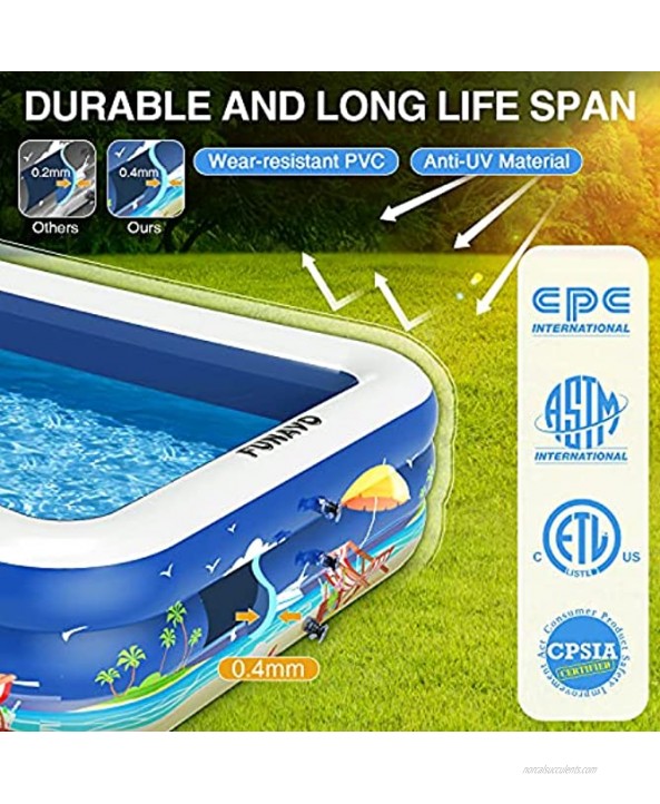 Inflatable Pool 100 X 71 X 22 FUNAVO Full-Sized Swimming Pool for Kids and Family Blow Up Pool for Backyard Adults Babies Toddlers Garden Outdoor Summer Party Lounge Pool