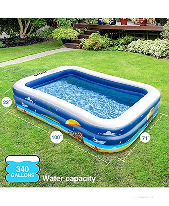 Inflatable Pool 100 X 71 X 22 FUNAVO Full-Sized Swimming Pool for Kids and Family Blow Up Pool for Backyard Adults Babies Toddlers Garden Outdoor Summer Party Lounge Pool
