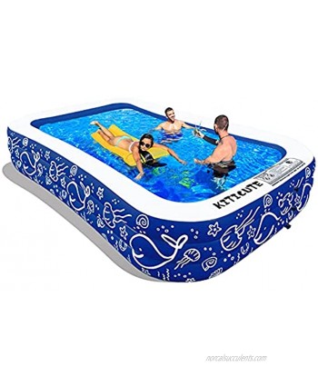 Inflatable Pool Kiticute Above Ground Pool 120" X 72" X 22" Inches Kiddie Pool with Safe Material Full-Sized Family Swimming Pool for Baby Kids Adults Children Outdoor and Backyard Blow up Pool