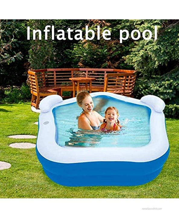 Inflatable Pool with 2 Seats,Headrest Cup Holder Family Paddling Pool Swimming Pool Bath Tub for Kids Toddlers Adults
