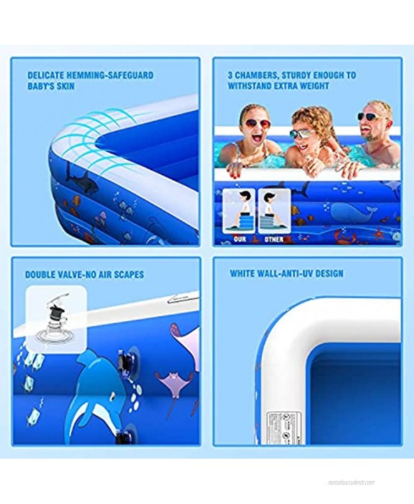 Inflatable Pool,100 X71 X22 Inflatable Swimming Pool FUNAVO Family Swimming Pool for Kids Baby Toddler Adults Blow Up Kiddie Pool for Outdoor Backyard Garden Indoor Lounge