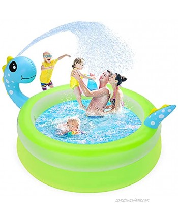Inflatable Sprinkler Pool for Kids Family 62''x 42"x 16.5" Kiddie Pool with Dinosaur Water Splash Summer Water Park Swimming Pool Toddlers Padding Pool for Outdoor Indoor Garden Backyard Water Party