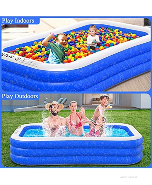 Inflatable Swimming Pool Family Lounge Pool Blow Up Pools for Kiddie Kids Adults 120 X 72 X 22 Full-Sized Swimming Pool for Garden Backyard Outdoor Summer Water Party