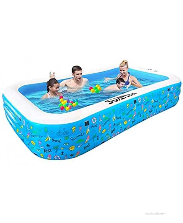 Inflatable Swimming Pool Full-Sized Inflatable Pools SUAYLLA 118 X 72 X 22 Thickened Blow up Pool with 4 Patches for Family Adults Baby Toddlers Kids Backyard Outdoor Garden Ground