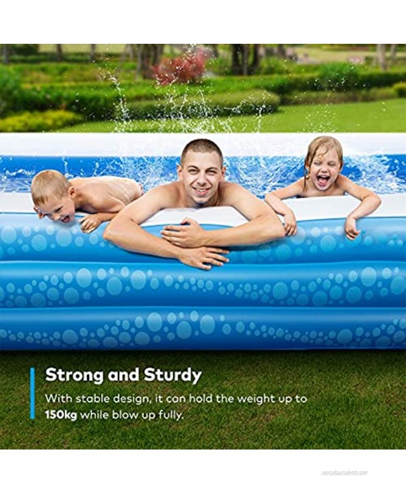 Inflatable Swimming Pool Hesung 118 X 69 X 21 Full-Sized Family Kiddie Blow up Pool for Kids Adults Baby Children Thick Wear-Resistant Big Above Ground Garden Backyard Water Party for Age 3+