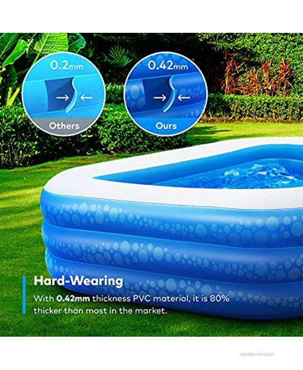 Inflatable Swimming Pool Hesung 118 X 69 X 21 Full-Sized Family Kiddie Blow up Pool for Kids Adults Baby Children Thick Wear-Resistant Big Above Ground Garden Backyard Water Party for Age 3+