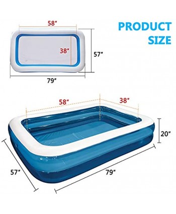 Inflatable Swimming Pool Inflatable Pool Blow up Pool Family Lounge Pool Kiddie Pool Swim Center for Kids Adults Garden Backyard Outdoor Summer Water Party 79" X 57" X 20"