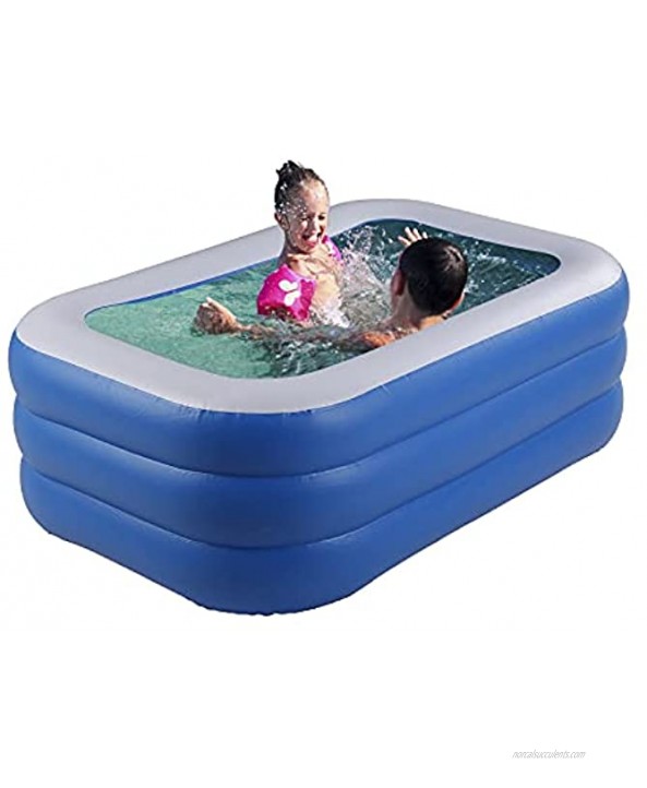 Inflatable Swimming Pool with Air Pump for Children and Kids Age 3-8 Rectangular 50x33x16 Inches Above Ground for Indoor or Backyard