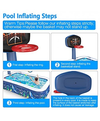 Inflatable Swimming Pools Family Full-Sized Inflatable Pools 118" x 72" x 22" Blow Up Kiddie Pool for Kids Adults Babies Toddlers Outdoor Garden Backyard