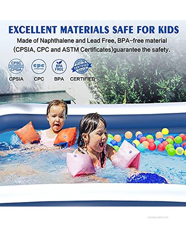 Inflatable Swimming Pools Family Full-Sized Inflatable Pools 118 x 72 x 22 Blow Up Kiddie Pool for Kids Adults Babies Toddlers Outdoor Garden Backyard