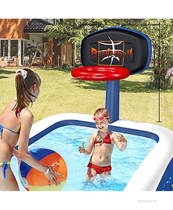 Inflatable Swimming Pools Family Full-Sized Inflatable Pools 118 x 72 x 22 Blow Up Kiddie Pool for Kids Adults Babies Toddlers Outdoor Garden Backyard