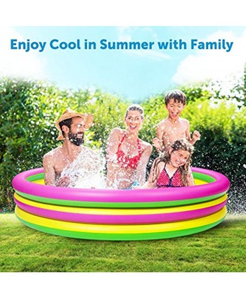 Joyjoz Kiddie Pool Inflatable Baby Pool Swimming Pools for Kids 60’’×15’’ Large Round Backyard Pool Thickened Blow Up Pool Colorful Pit Ball Pool for Baby Toddler Indoor Outdoor Summer Water Game Play