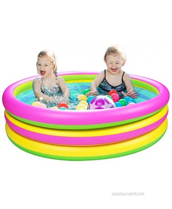 Joyjoz Kiddie Pool Inflatable Baby Pool Swimming Pools for Kids 60’’×15’’ Large Round Backyard Pool Thickened Blow Up Pool Colorful Pit Ball Pool for Baby Toddler Indoor Outdoor Summer Water Game Play