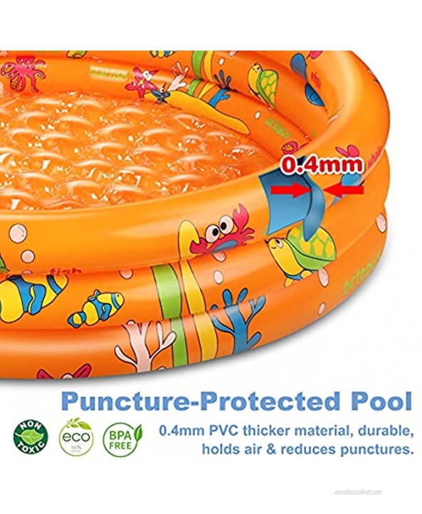 Kiddie Pool 3 Rings Inflatable Swimming Pool with Padded Bottom 50''X12'' Kiddie Paddling Pool Inflatable Pool for Kids Toddlers Adults Summer Water Game Play Center for Indoor Outdoor Garden Yard