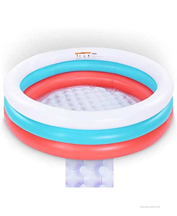 Kiddie Pool Inflatable Pool 5ft Durable Baby Pool with Soft Floor Kids Swimming Pool for Indoor or Outdoor Big Ball Pit PoolRed White Blue