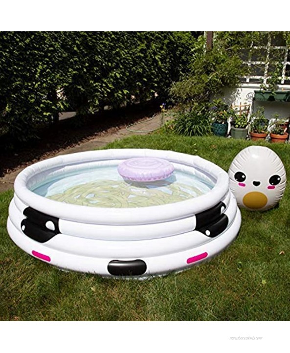 SCS Direct Inflatable Ramen Kiddie Pool XL 67 Above-Ground Kawaii Noodle Children's Pool w Giant Backyard Swimming Float Accessories Large Enough for Baby Toddlers Kids and Adults
