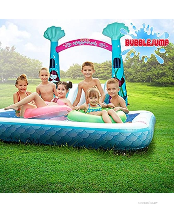 Water slip and slide for kids pool Swimming pool for kids 3-10 Slides for kids pools for backyard pool Blow up baby pool with slide for toddlers age 1-3 MERMAID bounce house kiddie pool Bubblejump