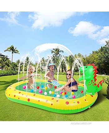 YASITY Sprinkler Pool for Kids 3 in 1 Dinosaur Inflatable Sprinkler Swimming Pool for Toddler Indoor & Outdoor Large Size Sprinkler Splash Pad Summer Water Toys for Backyard Party Garden Beach
