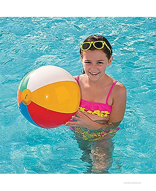 4E's Novelty Beach Balls Bulk [24 Pack] Large 16 inch Inflatable Beach Ball Rainbow Color Pool Toys for Kids Beach Toys Summer Toys Summer Birthday Party Favors End of Year Gifts