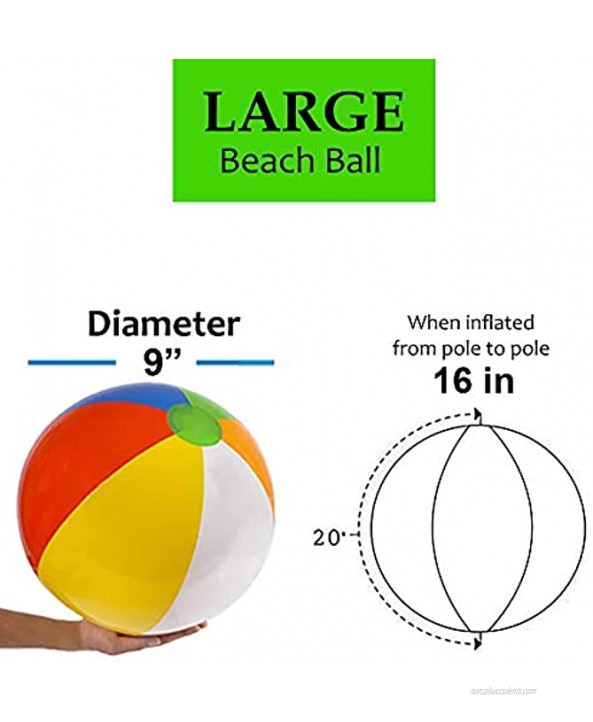 4E's Novelty Beach Balls Bulk [24 Pack] Large 16 inch Inflatable Beach Ball Rainbow Color Pool Toys for Kids Beach Toys Summer Toys Summer Birthday Party Favors End of Year Gifts