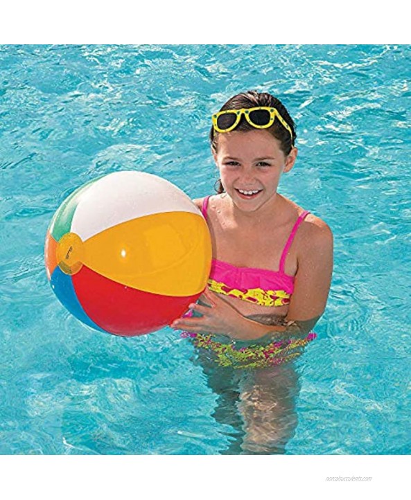 4E's Novelty Beach Balls for Kids [6 Pack] Large 16 inch Inflatable Beach Ball Rainbow Color Pool Toys for Kids Beach Toys Summer Toys Summer Birthday Party Favors