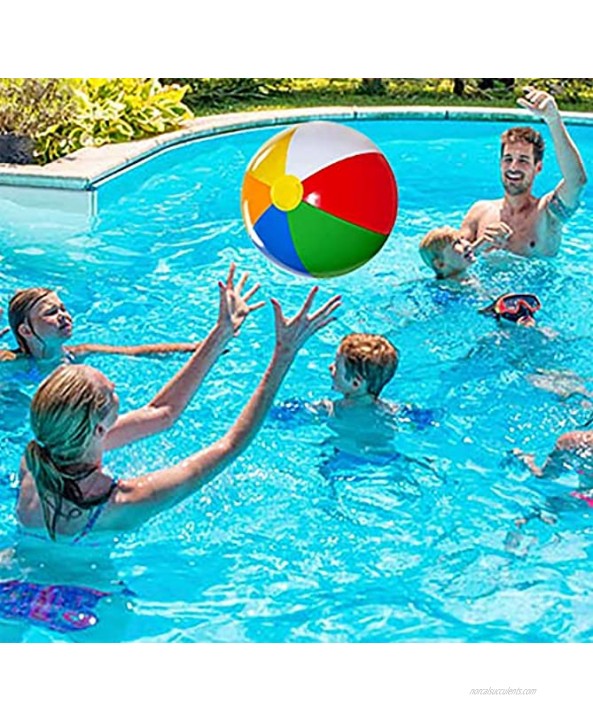 4E's Novelty Beach Balls for Kids [6 Pack] Large 16 inch Inflatable Beach Ball Rainbow Color Pool Toys for Kids Beach Toys Summer Toys Summer Birthday Party Favors