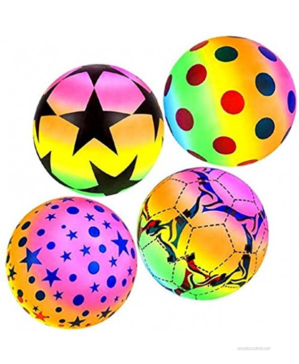 9 Rainbow Neon Colorful Design Inflatable Beach Balls Playground Super Bouncy Fun Pool Inflate Toy