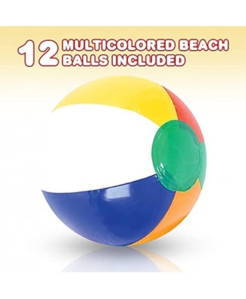 ArtCreativity Multicolored Beach Balls Pack of 12 Summer Toys for Kids Decorations for Hawaiian Beach Rainbow and Pool Party Beach Ball Party Favors for Boys and Girls
