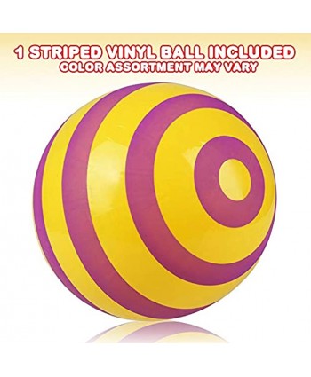 ArtCreativity Striped Vinyl Playground Ball for Kids Bouncy 15 Inch Kick Ball for Backyard Park and Beach Outdoor Fun Beautiful Colors Durable Outside Play Toys for Boys and Girls Sold Deflated
