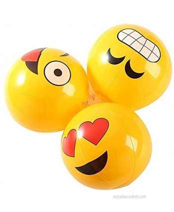 Fun Central 12 Packs 12 Inches Inflatable Emoji Beach Balls Party Favors for Kids & Adults Assorted Pack