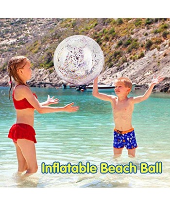 HeySplash Inflatable Beach Ball 3 Pack Giant Glitter Beach Ball Summer Swimming Balls Floatable Pool Ball for Water Fun Play Party Favors for Adults 24"-1 Pack,16"-2 Packs Colorful