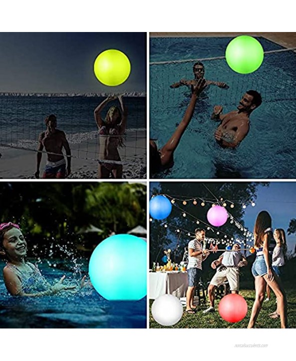 Icnice LED Beach Balls Pool Toys,2pcs Inflatable Light up Beach Ball 18'' Floating Pool Light with Remote 16 Colors 4 Modes Beach Games Kickball Set for Party Supplies Decoration Outdoor-4 Lights