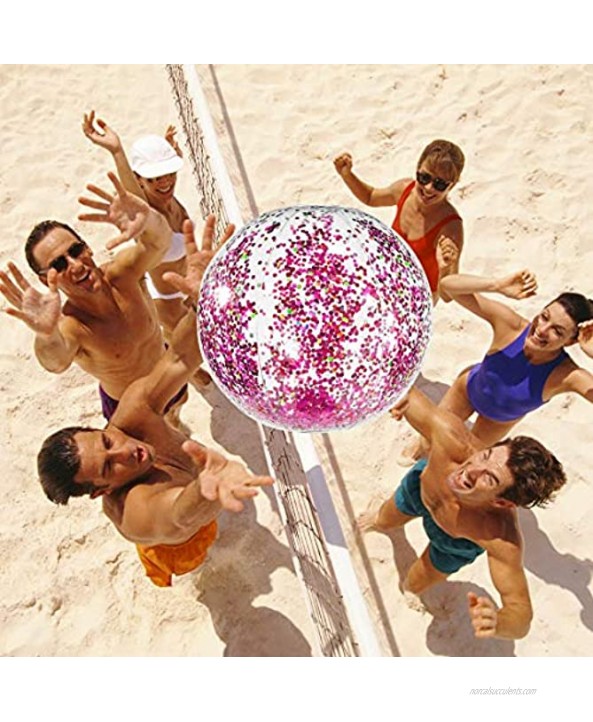 Inflatable Beach Ball-Glitter Beach Ball 24inch Confetti Beach Ball Pool Summer Party