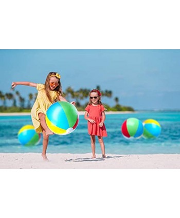 Inflatable Beach Balls Jumbo 24 inch for The Pool Beach Summer Parties and Gifts | 6 Pack Blow up Rainbow Color Beach Ball 6 Balls