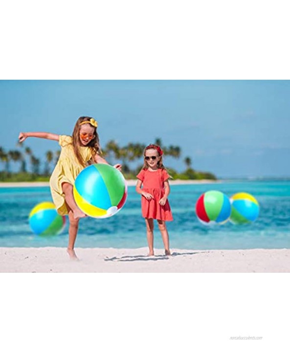 Inflatable Beach Balls Jumbo 24 inch for The Pool Beach Summer Parties and Gifts | 6 Pack Blow up Rainbow Color Beach Ball 6 Balls