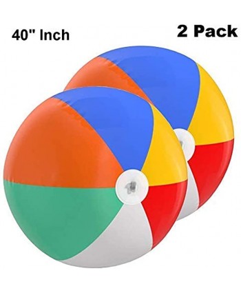 Inflatable Beach Balls Jumbo 42 inch for The Pool Beach Summer Parties and Gifts | 2 Pack Blow up Rainbow Color Beach Balls 2 Balls 42 inch