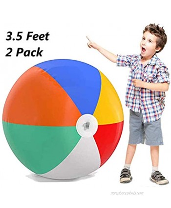 Inflatable Beach Balls Jumbo 42 inch for The Pool Beach Summer Parties and Gifts | 2 Pack Blow up Rainbow Color Beach Balls 2 Balls 42 inch