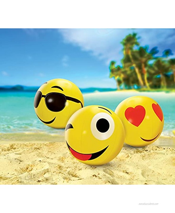 Kovot Large Emoji Beach Balls Set of 3 Includes 3 24 Emoji Style Beach Balls and Foot Pump