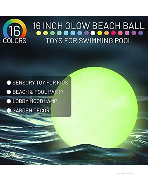 Pool Toy 16 LED Glow Beach Ball Toy with 16 Color Changing Lights Glow in Dark Pool Games Toys for Teens Adults Great for Summer Parties Pool Beach Parties Raves or Blacklight Glow Parties