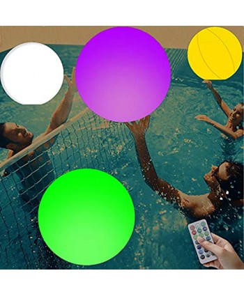 Pool Toys 13 Colors 16'' LED Beach Ball Inflatable Glow Ball Light Up Toys with Remote Swimming Floating Ball Glow in The Dark Party Indoor Outdoor Decorations Birthday Gift for Kids Adult1 PCS