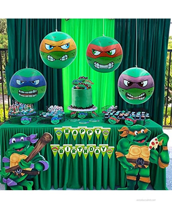 Set of 4 Turtles Inflatable Float Balls Theme Party Supplies Decoration for Summer Birthday Pool Party Indoor Outdoor Water Play Beach Ball