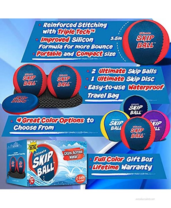 The Ultimate Skip Ball – Water Bouncing Ball 2 Pack + Free Skip Disc Create Lasting Memories with Your Friends & Family at The Beach Lake or Pool Great for All Ages